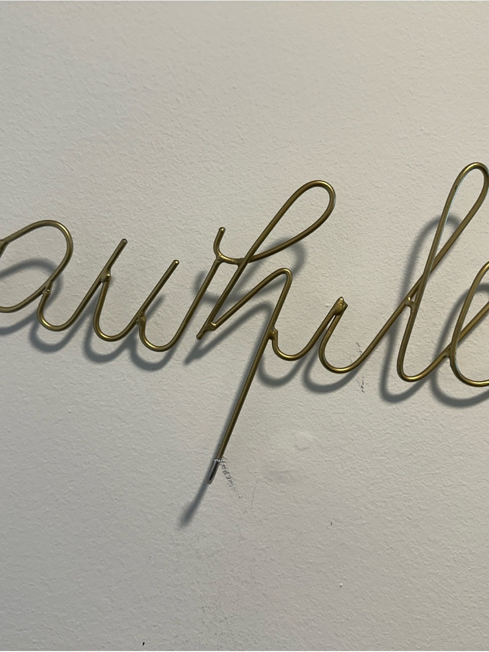 Urban Outfitters Gold "Stay Awhile" Script Wall Key Hook Rack - Picture 4 of 6